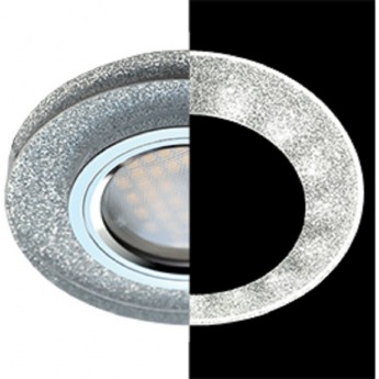 Светильник ECOLA MR16 LD1650 GU5.3 Glass Стекло с подсветкой Круг Серебряный блеск / Хром 25x95 (кd74)